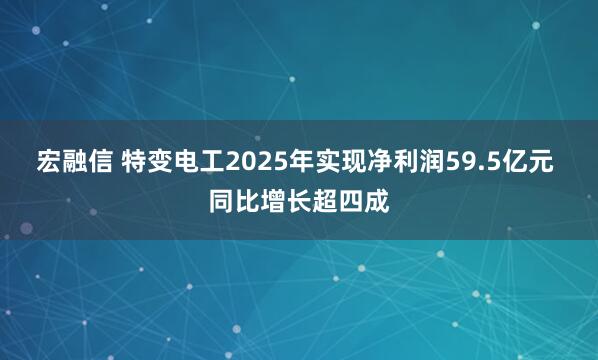 宏融信 特变电工2025年实现净利润59.5亿元 同比增长超四成